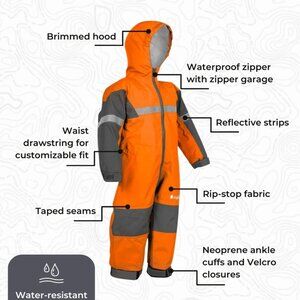 Oaki Rain and Trail Suit Children's - Classic Orange and Reflective